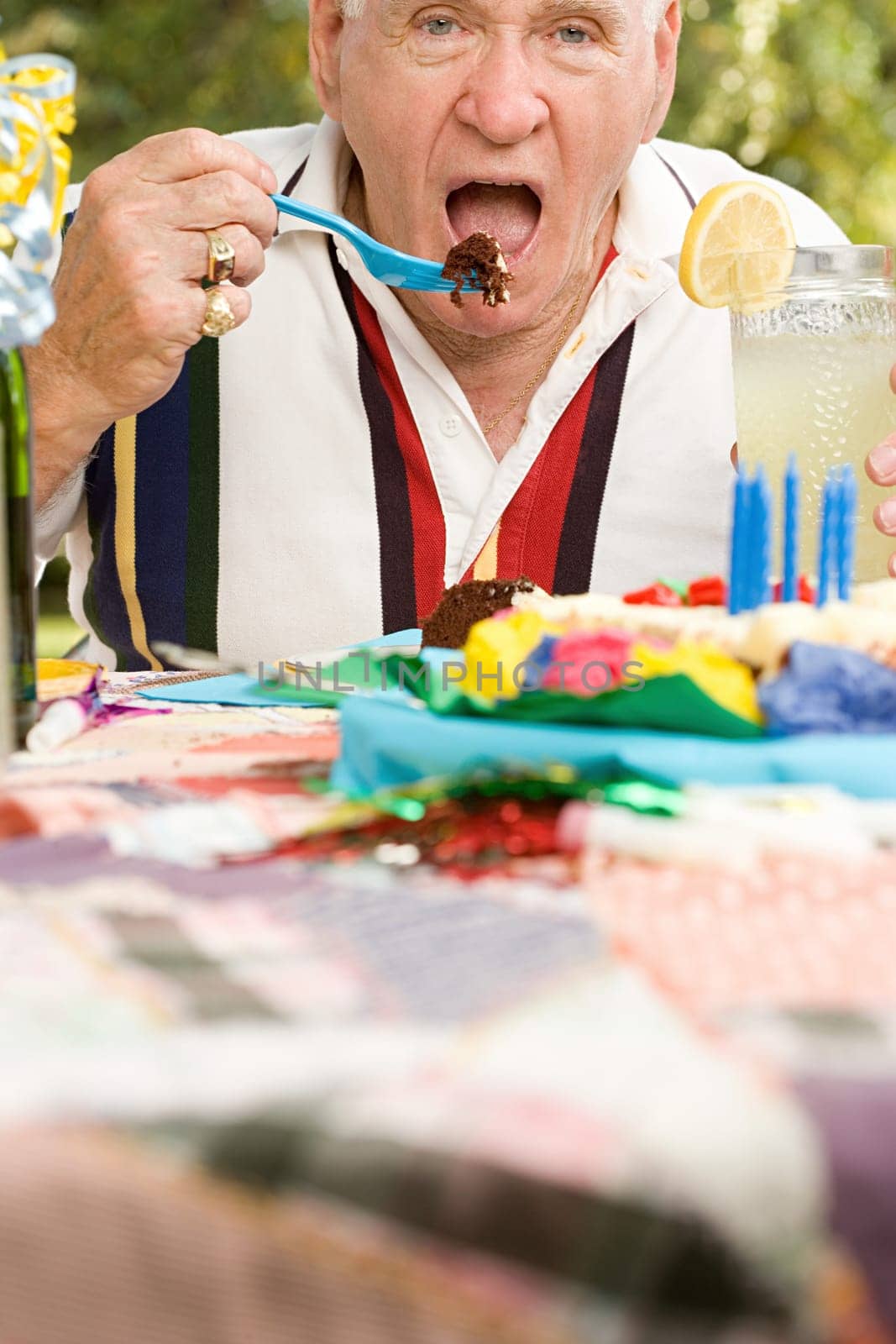 Senior man at a birthday party