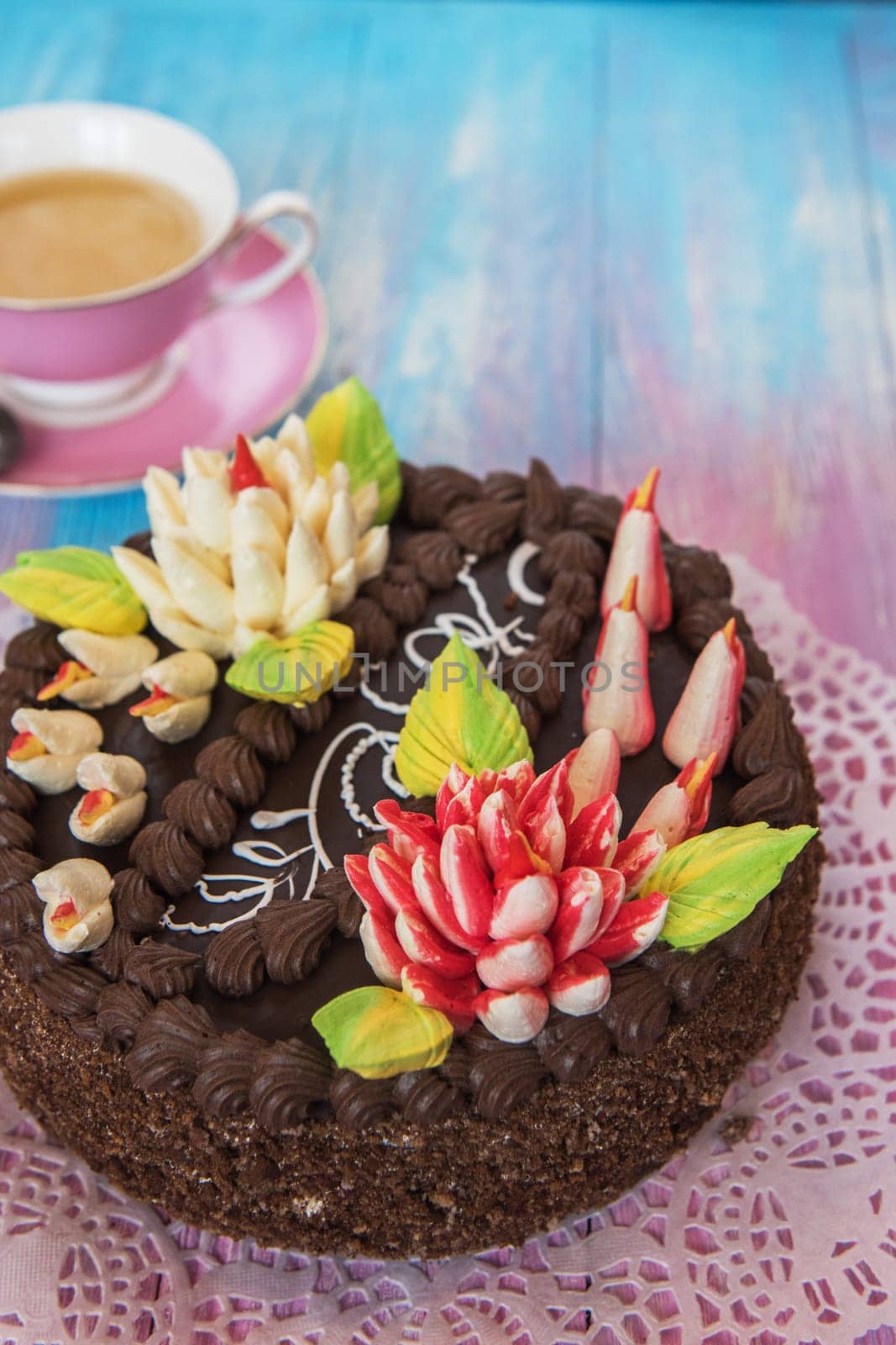 Cake on gradient color background