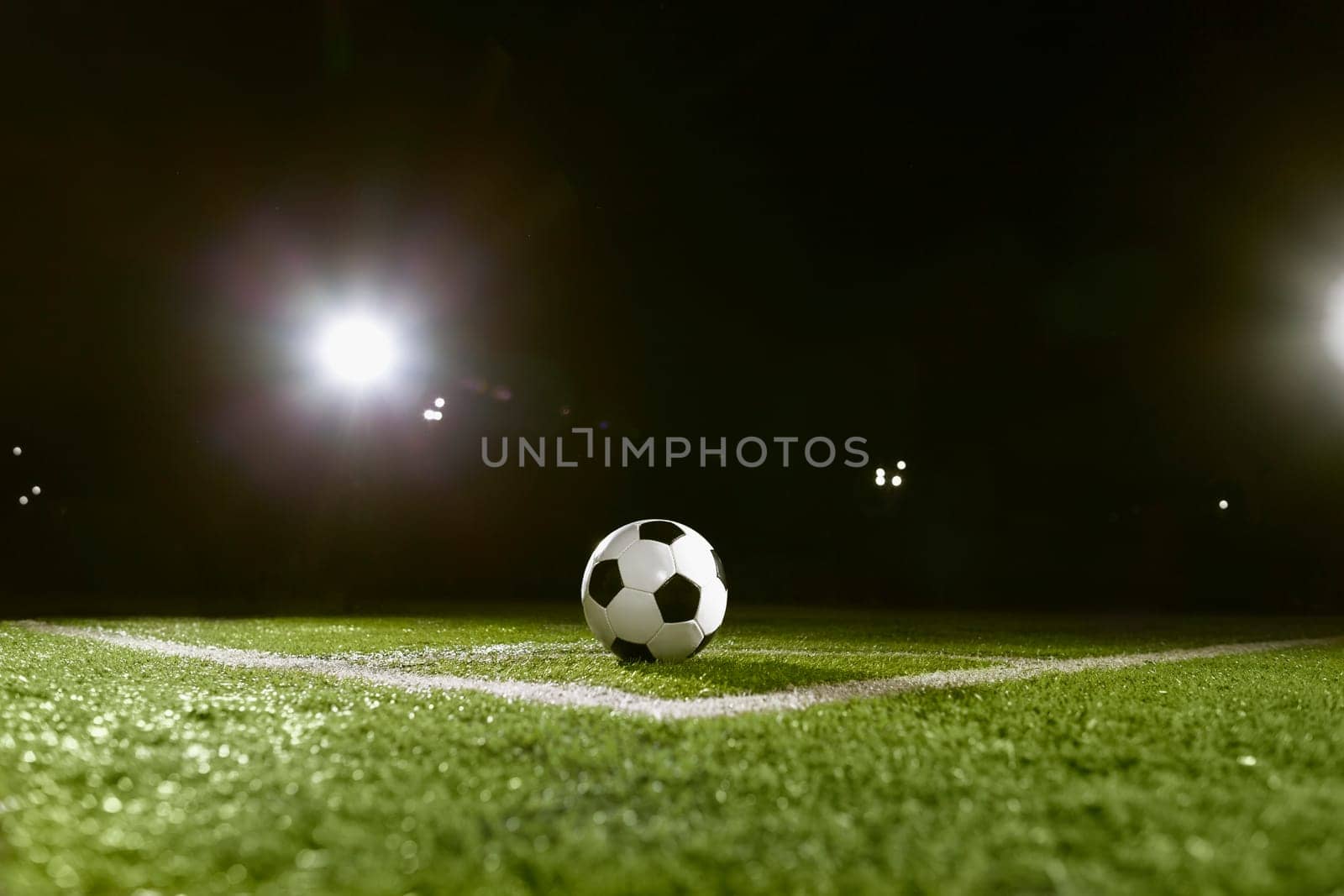 Soccer ball on sports field