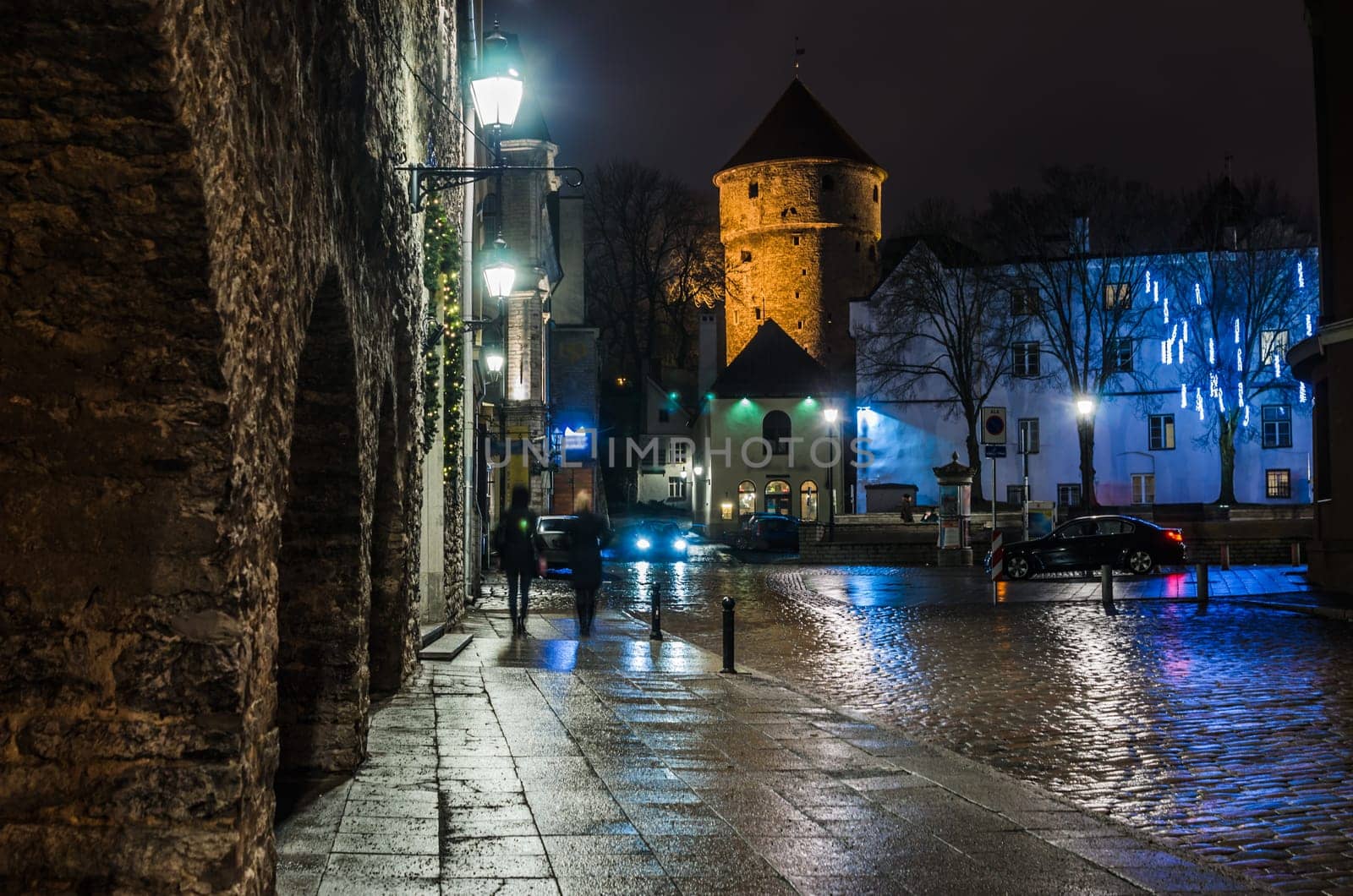 Nightt view of the street, Tallinn Estonia.