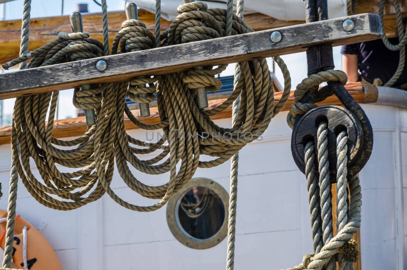 Rigging on the deck of an old sailing ship