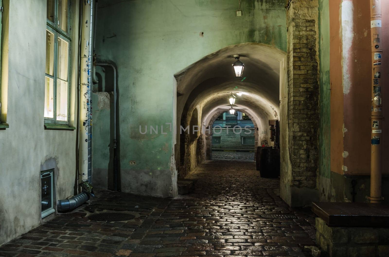 TALLINN, ESTONIA - JANUARY 29, 2017: Night Tallinn, night view of the street, Tallinn Estonia.