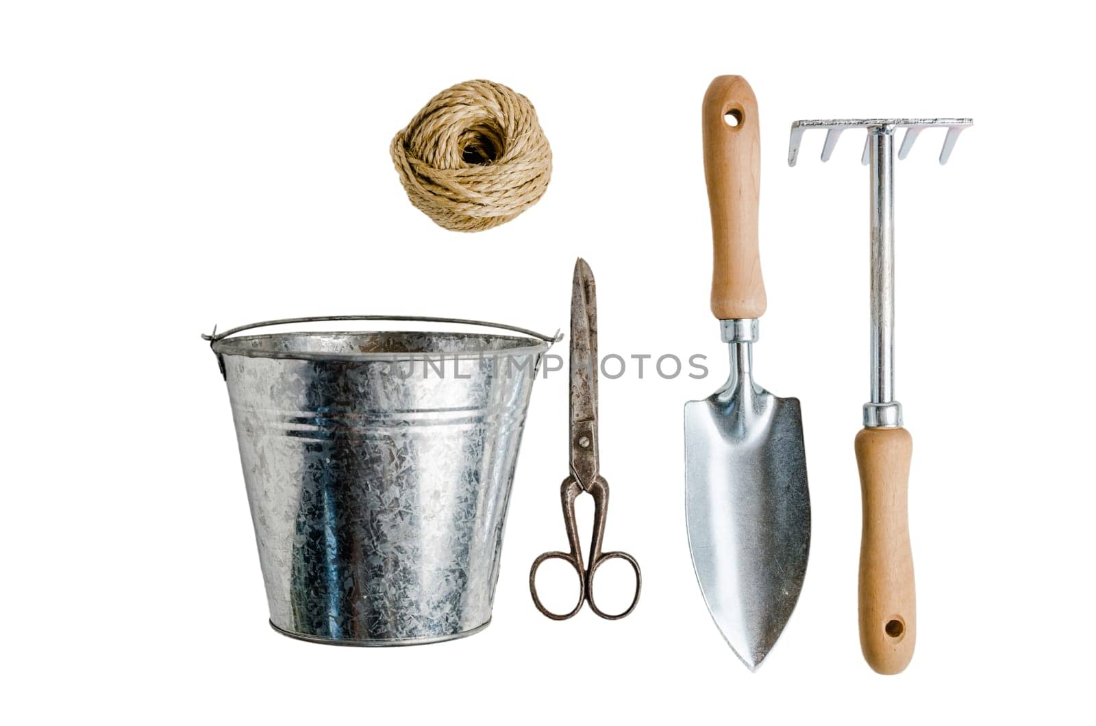Garden tools for planting, isolated on white