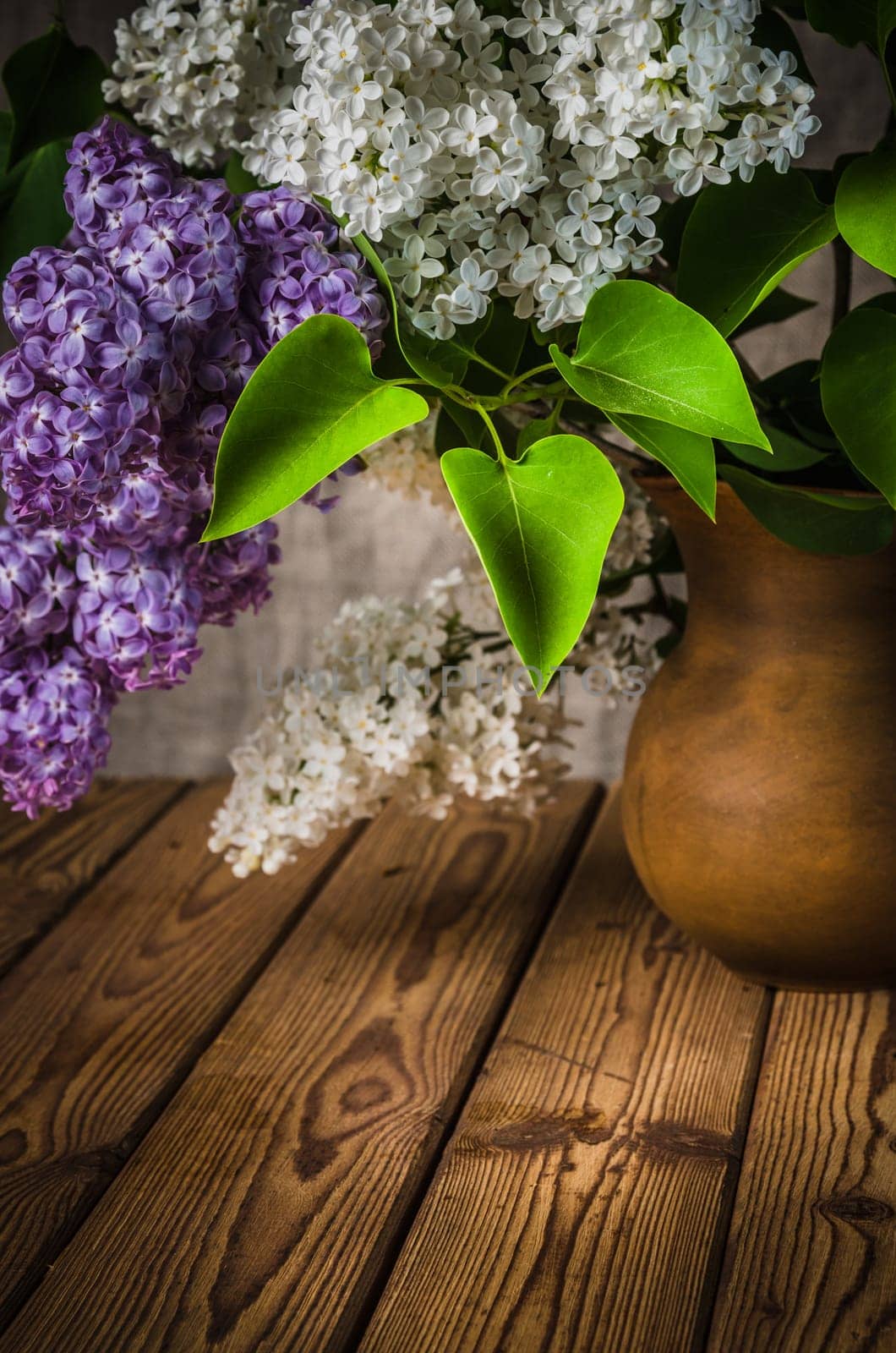 Still-life with a bouquet of lilacs, close-up