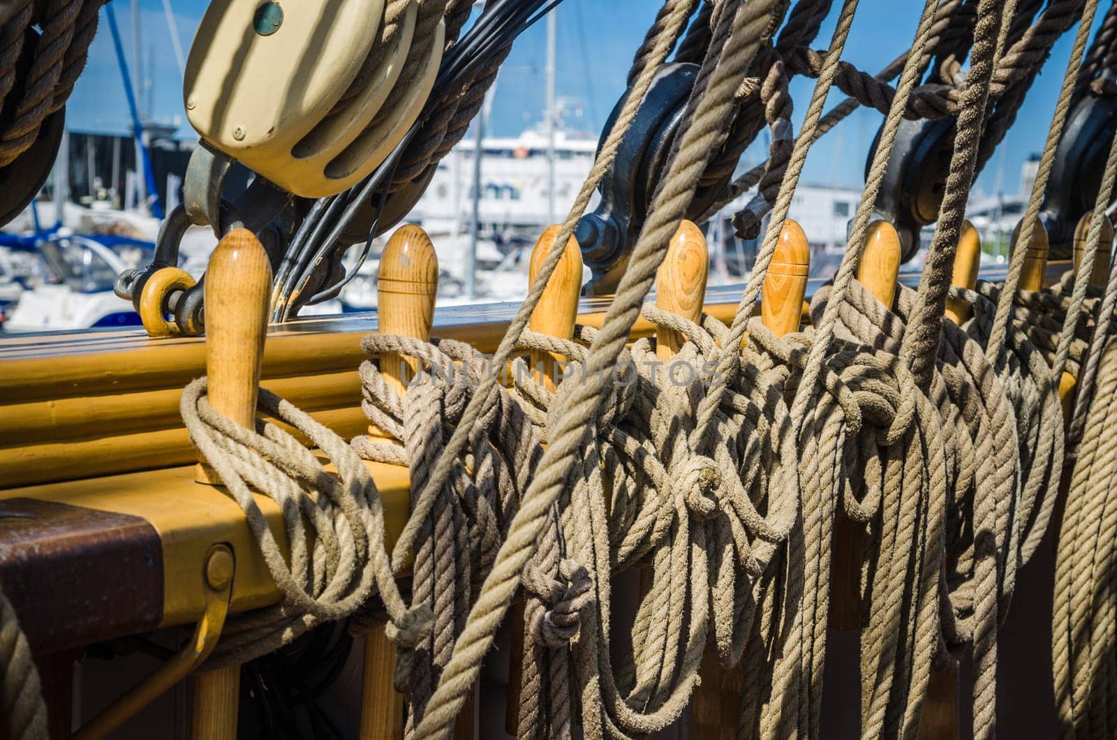 Rigging on the deck of an old sailing ship