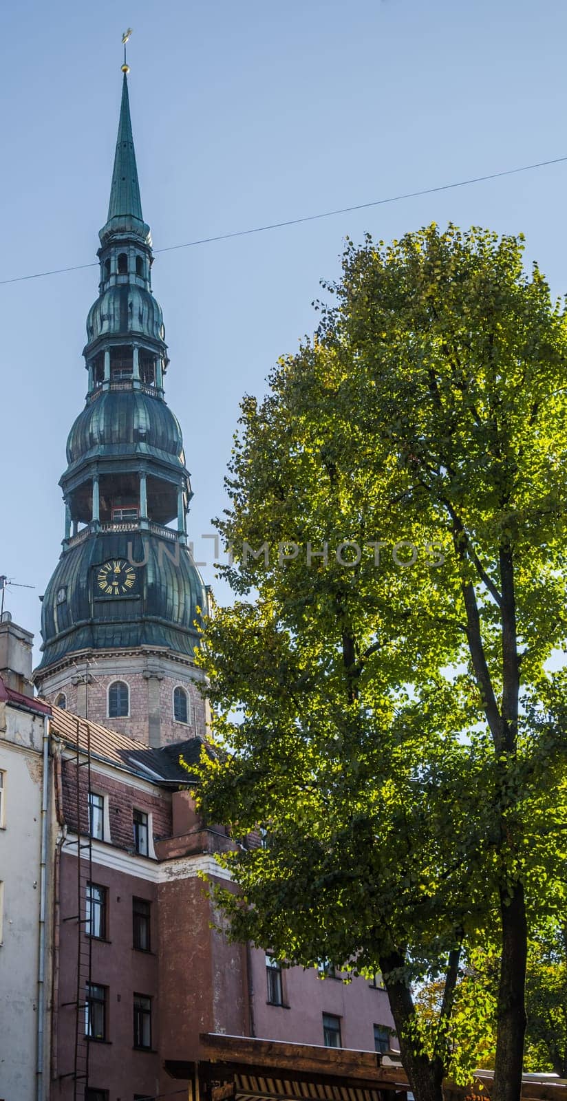View of the steeple of St. Peter's Church in Riga