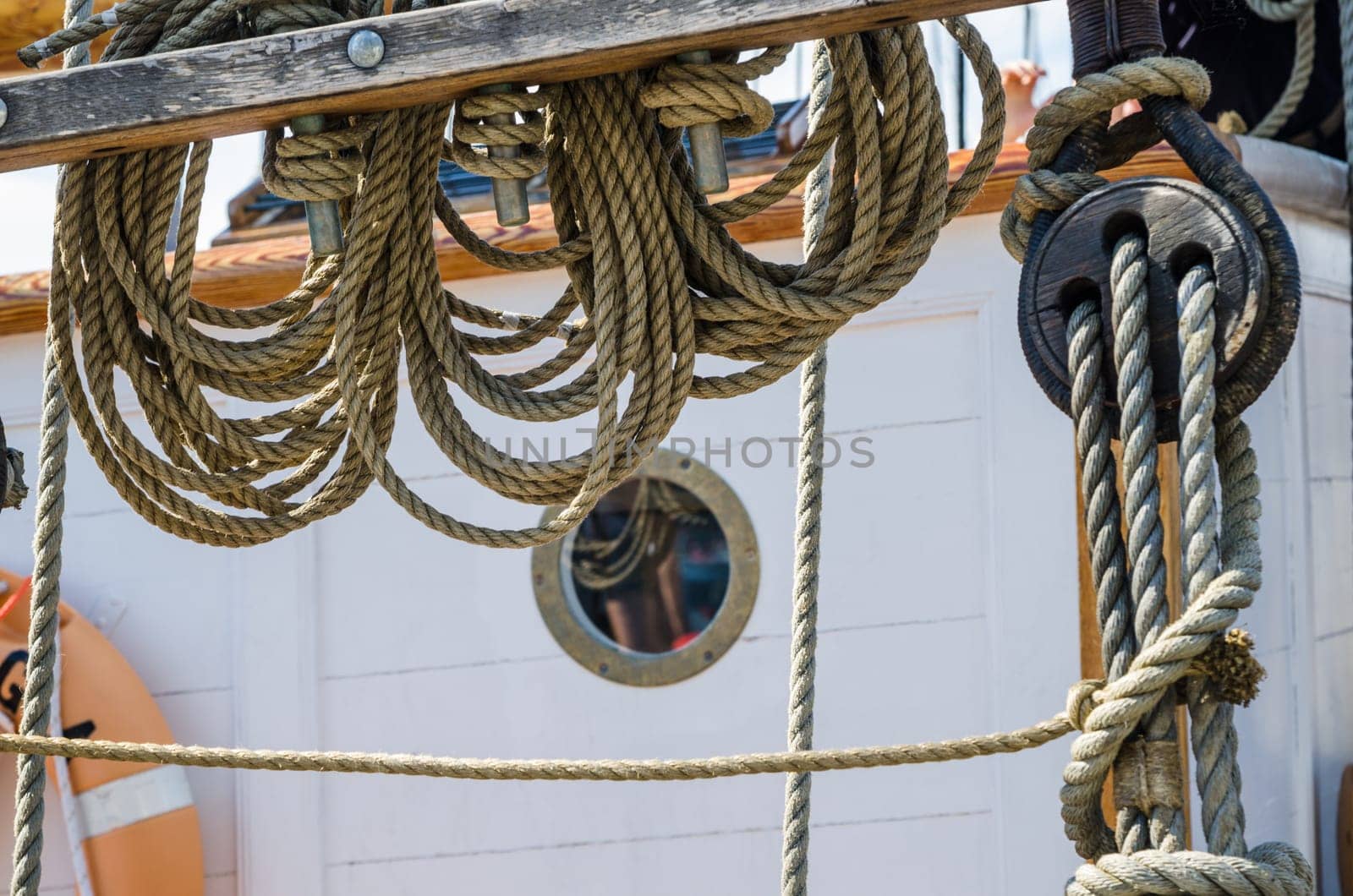 Rigging on the deck of an old sailing ship