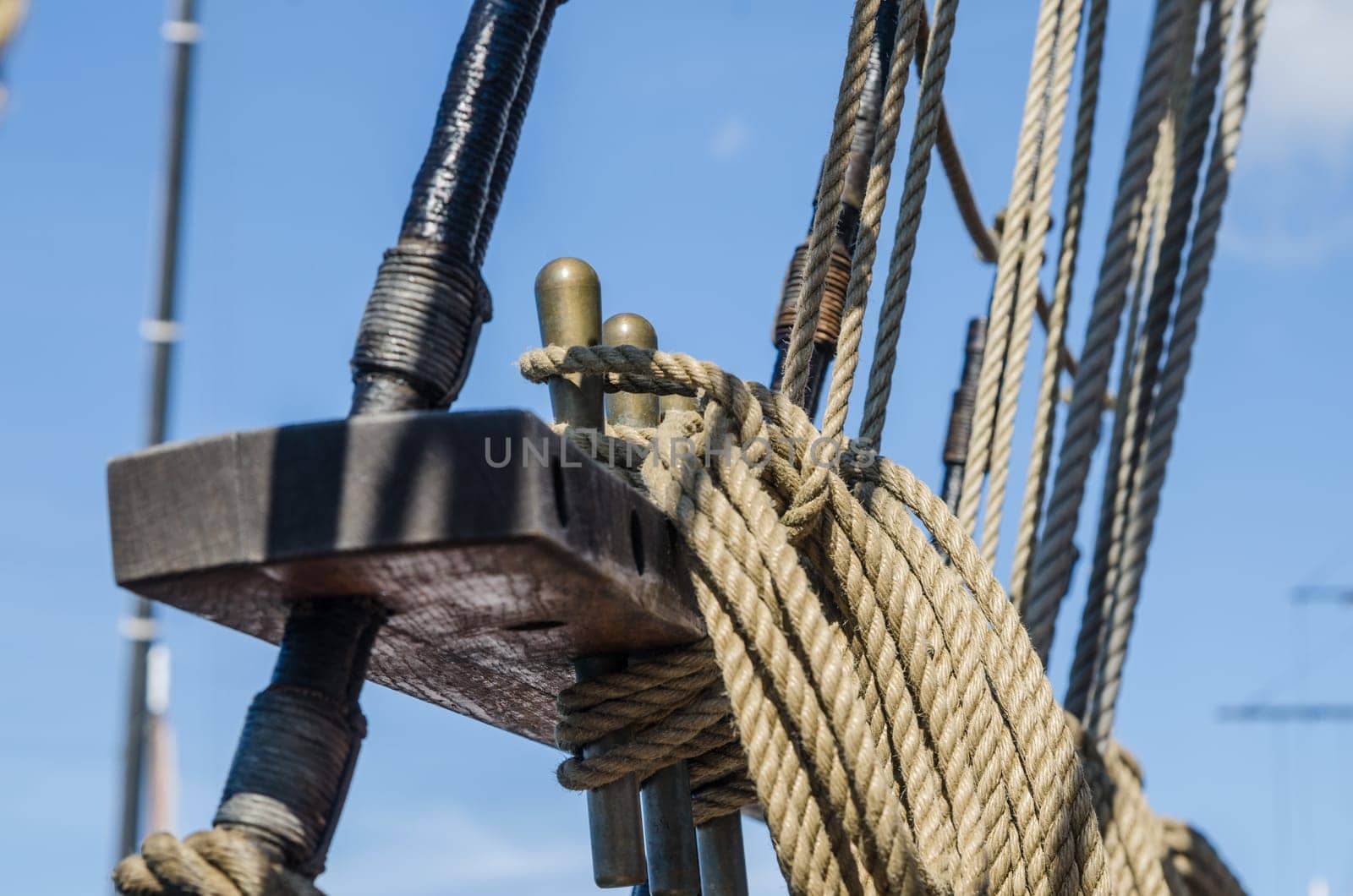 Rigging on the deck of an old sailing ship
