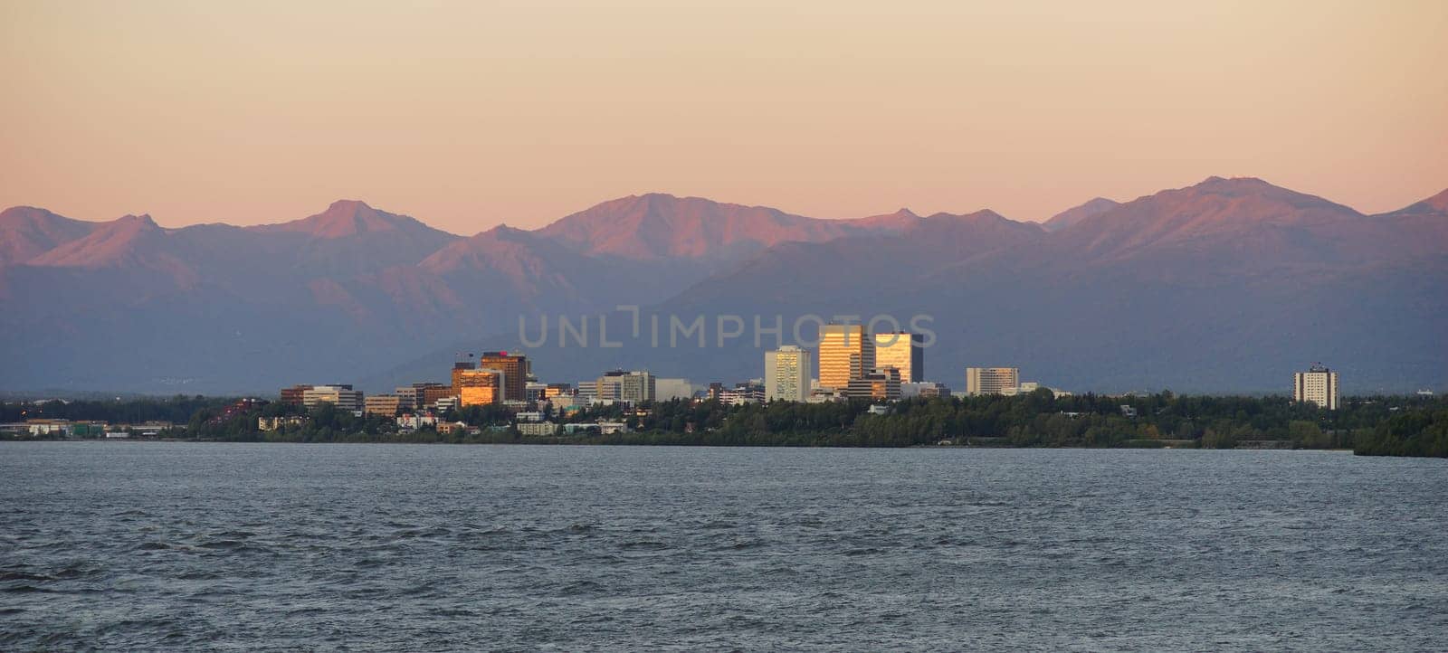 Cook Inlet Anchorage Alaska Downtown City Skyline