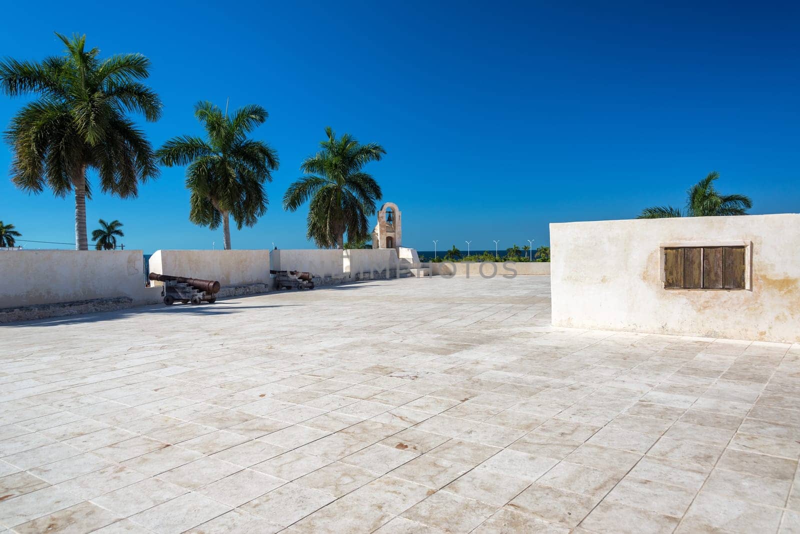 Fort in the center of Campeche, Mexico with cannons