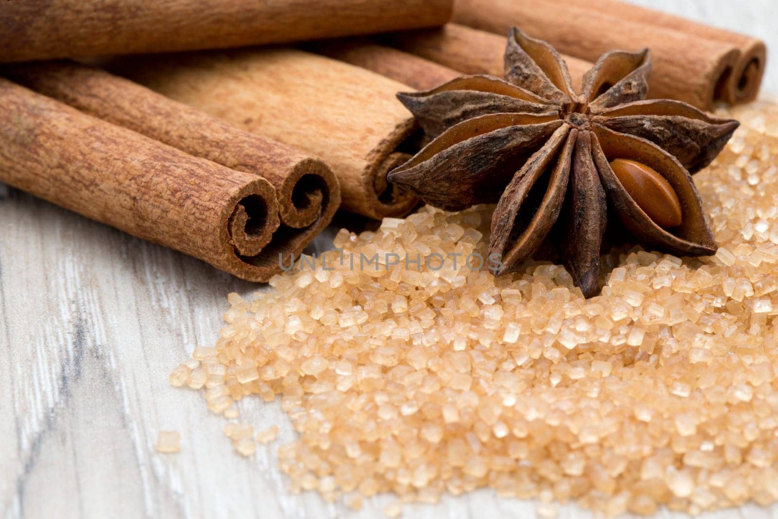 anise and cinnamon, on wooden table