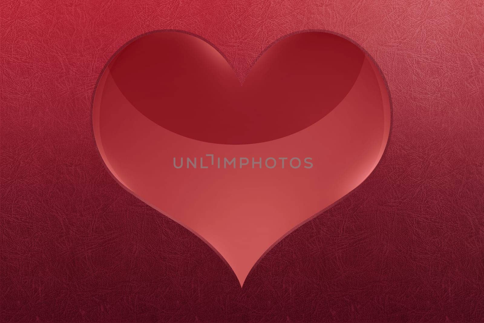 Big red heart shape on red background