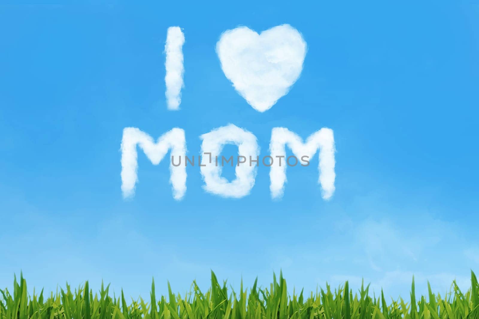 Mother's day message made of cloud on blue sky background