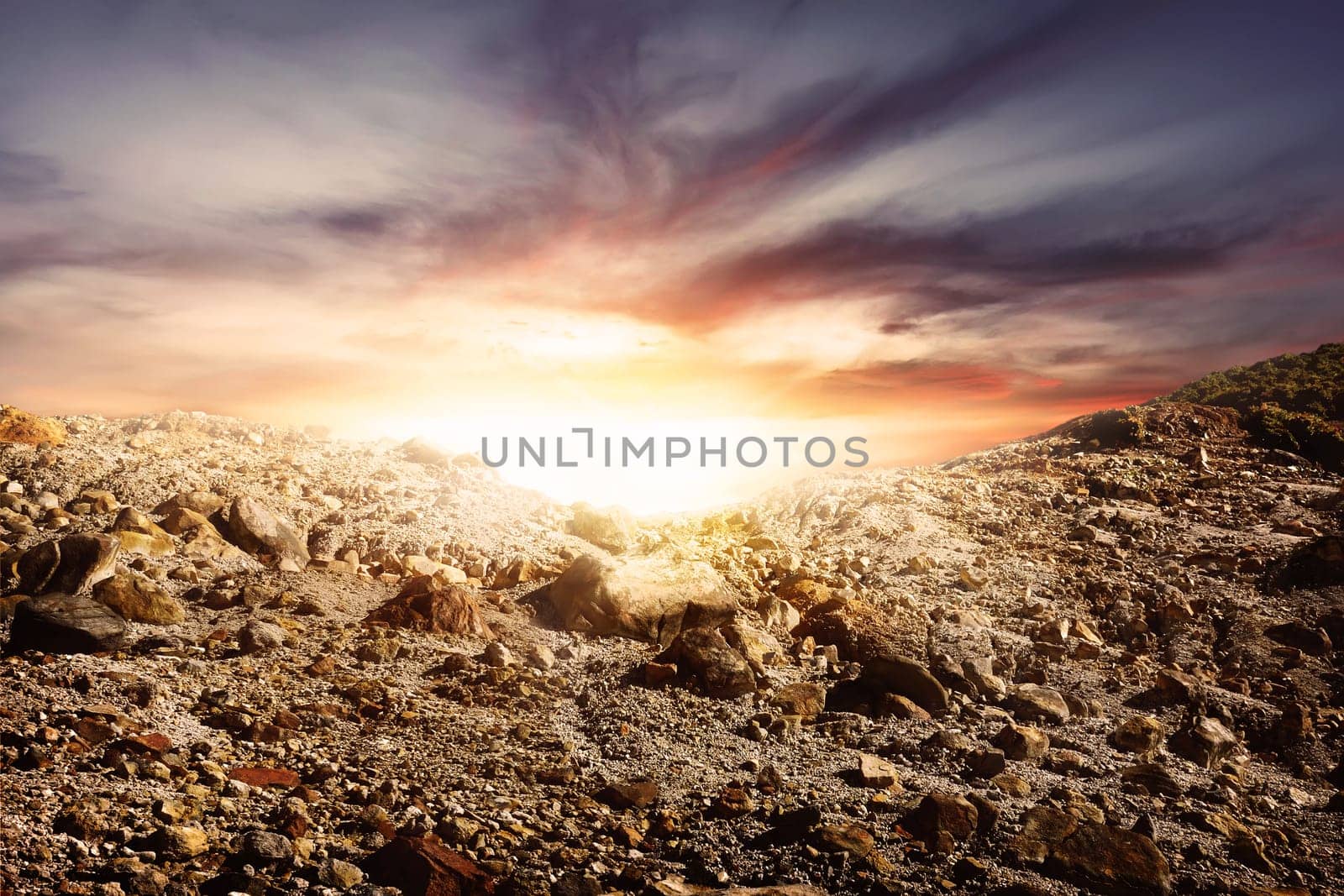 Rocky mountain with beautiful sun view at sunrise