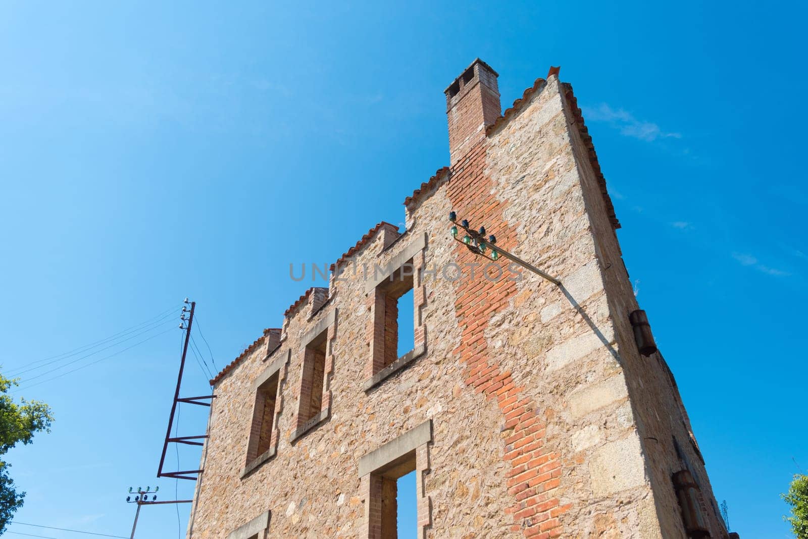 The ruins of Oradour-sur-glane, the by the nazis destroyed french village in WW2