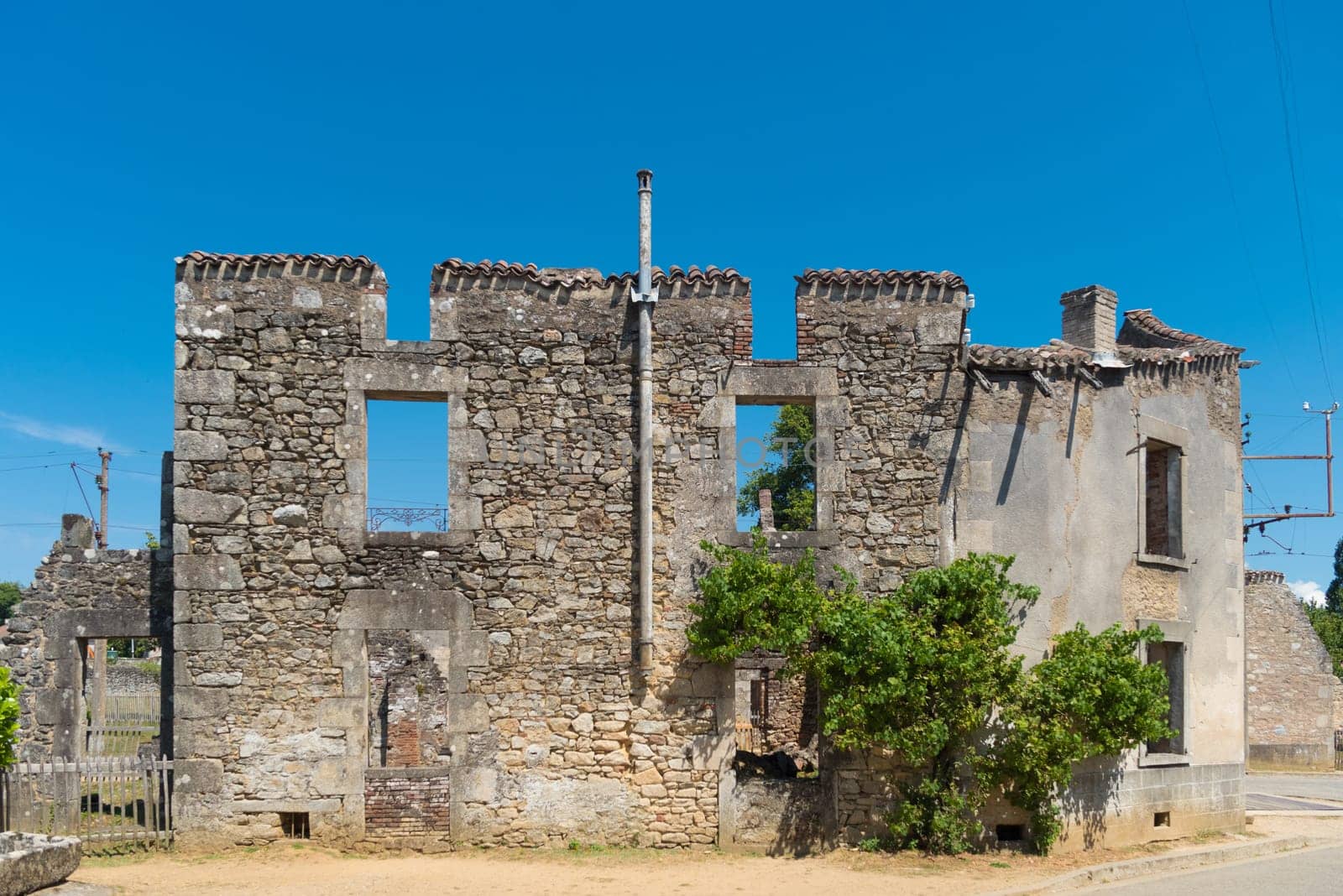 The ruins of Oradour-sur-glane, the by the nazis destroyed french village in WW2
