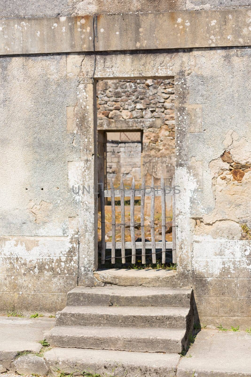 The ruins of Oradour-sur-glane, the by the nazis destroyed french village in WW2