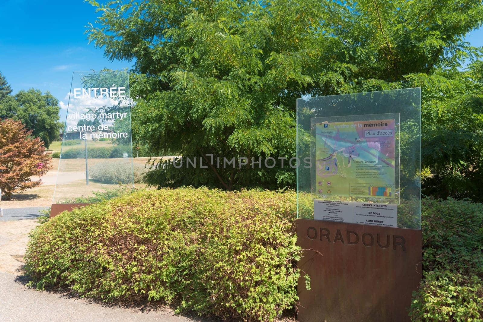 ORADOUR SUR GLANE, FRANCE - AUGUST 15, 2016: Memorial center of Oradour-sur-glane, the by the nazis destroyed french village in WW2