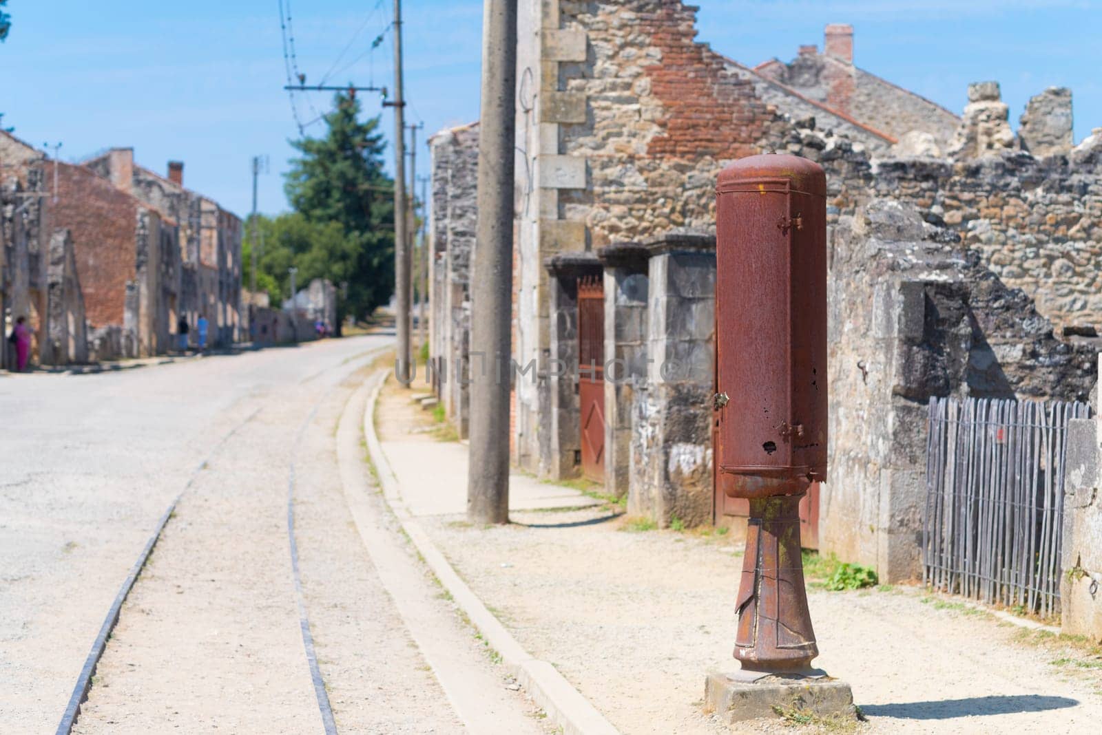 The ruins of Oradour-sur-glane, the by the nazis destroyed french village in WW2