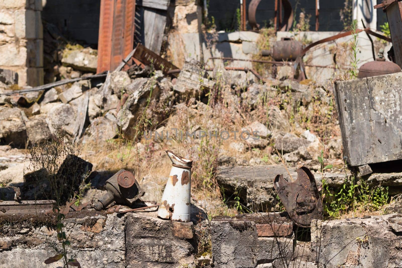 The ruins of Oradour-sur-glane, the by the nazis destroyed french village in WW2