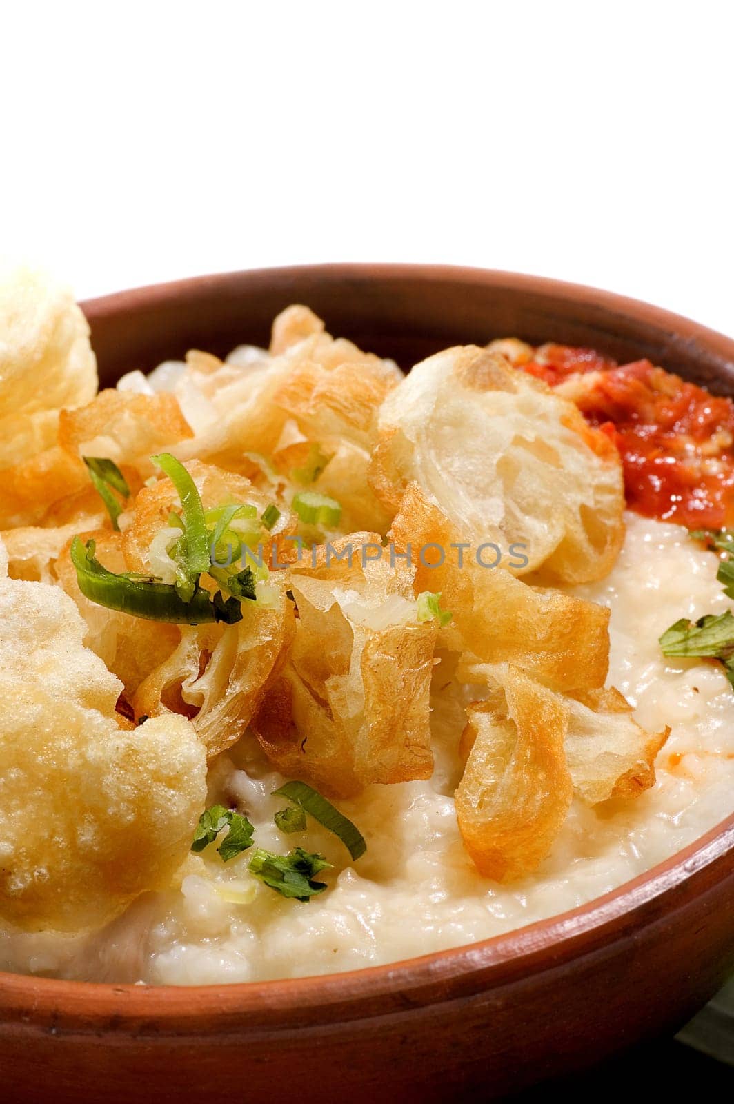 Chicken porridge made from rice and fill with chicken