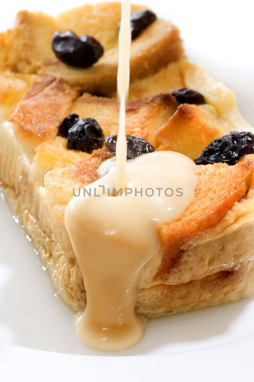 Bread pudding, made from bread covered with fla