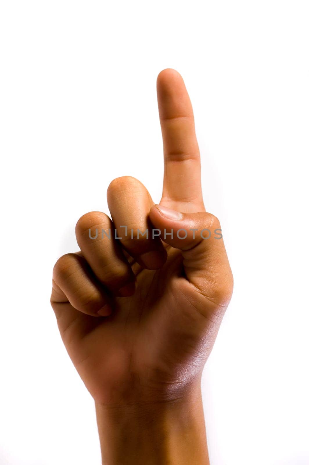 A hand make symbol number one