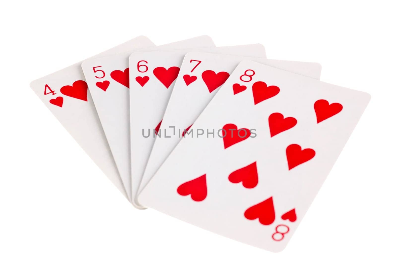 Heart Straight Flush on White Background