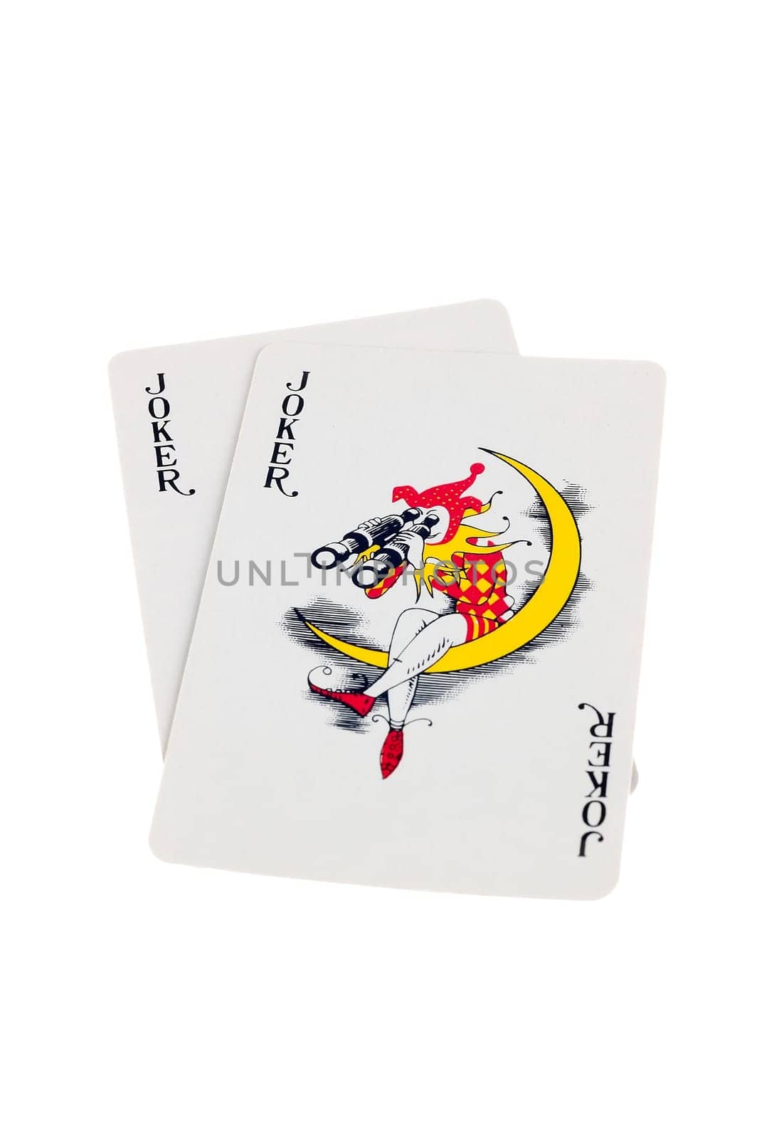 Joker playing cards isolated on white background