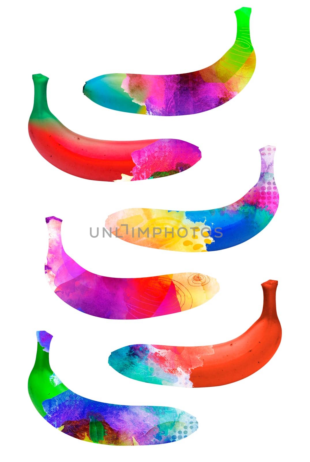 bananas bright colors textures painting concept freed