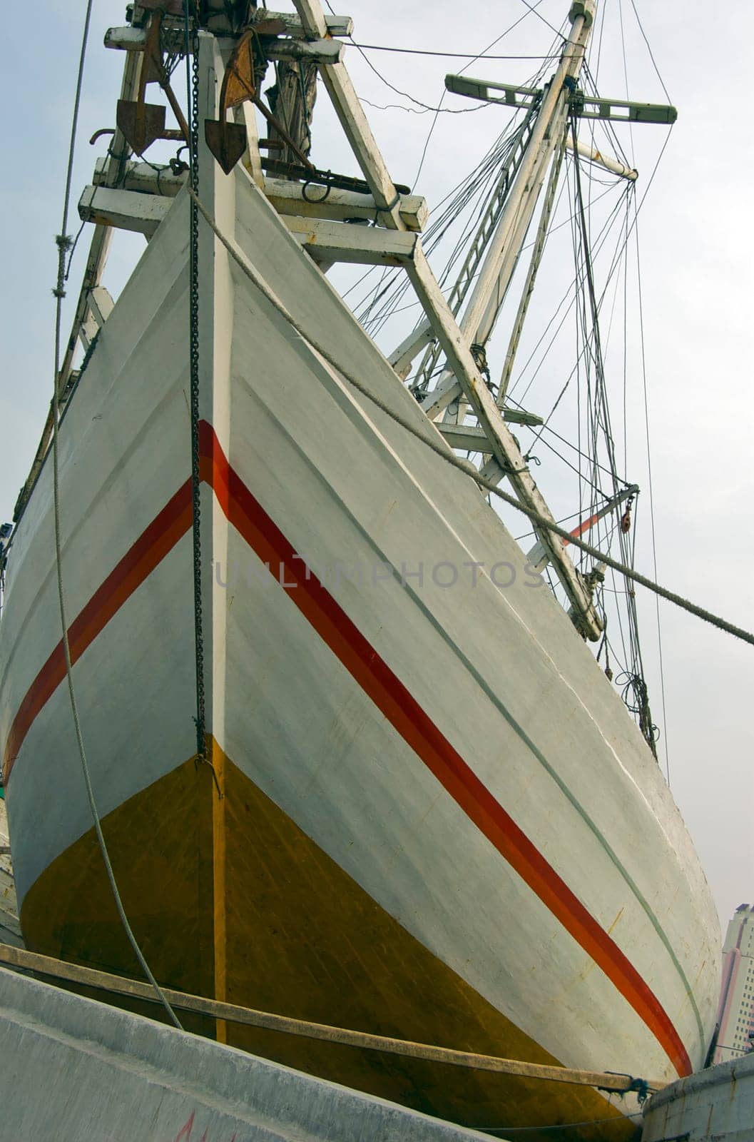Old Ship Docking At Harbour
