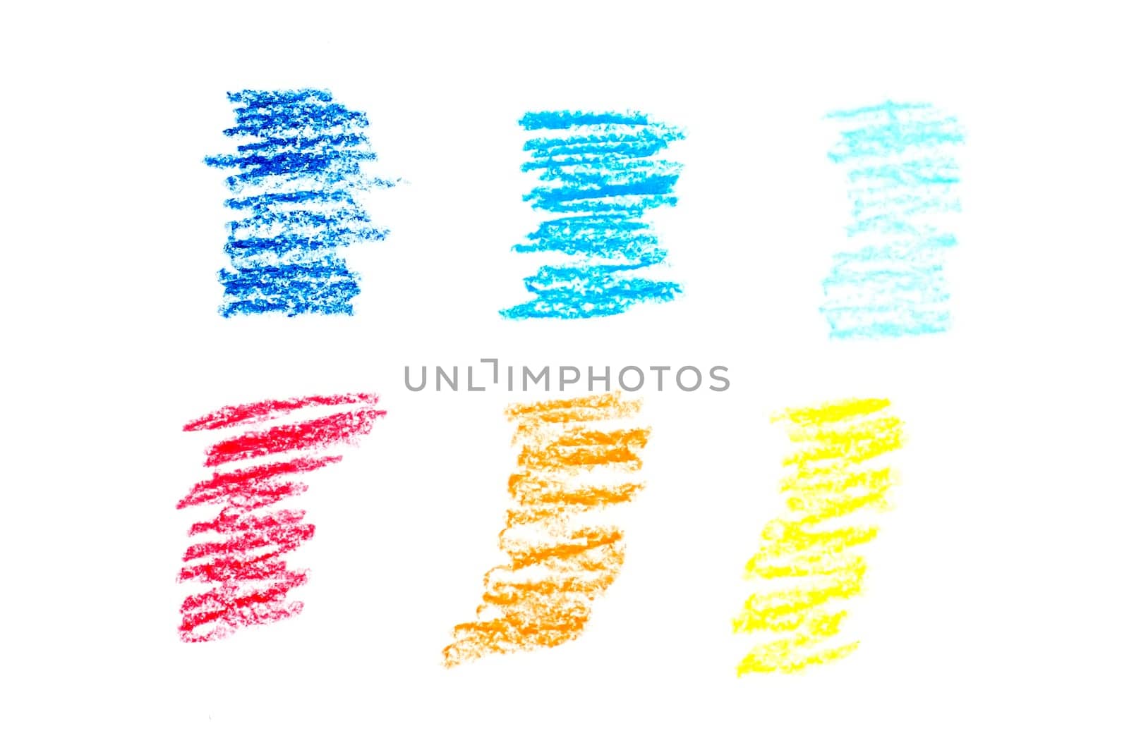Many Color of crayon brush on white paper