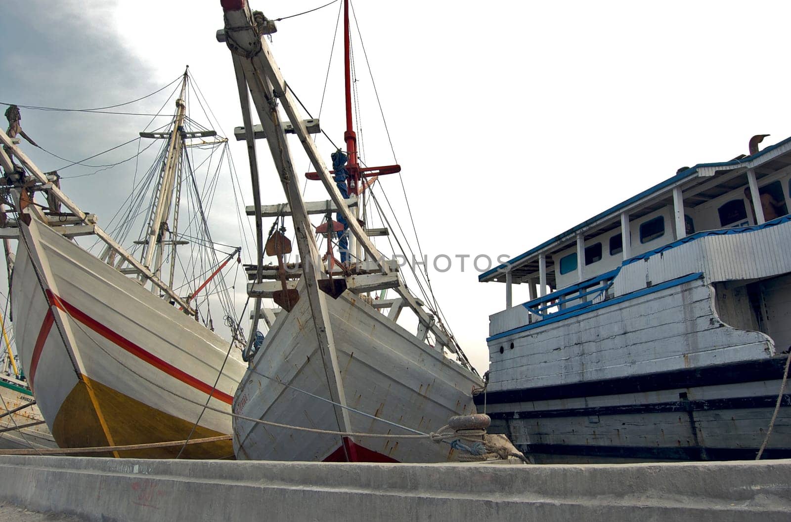Old Ship Docking At Sunda Kelapa Harbour in the Afternoon
