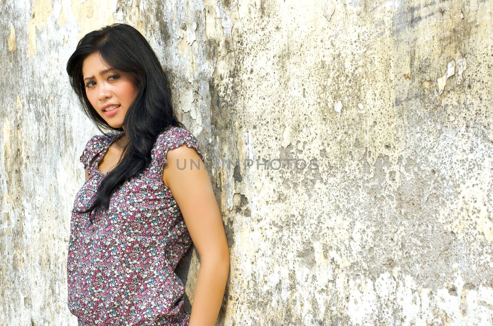 Portrait of Beautiful Asian Woman at Old Building Outdoor