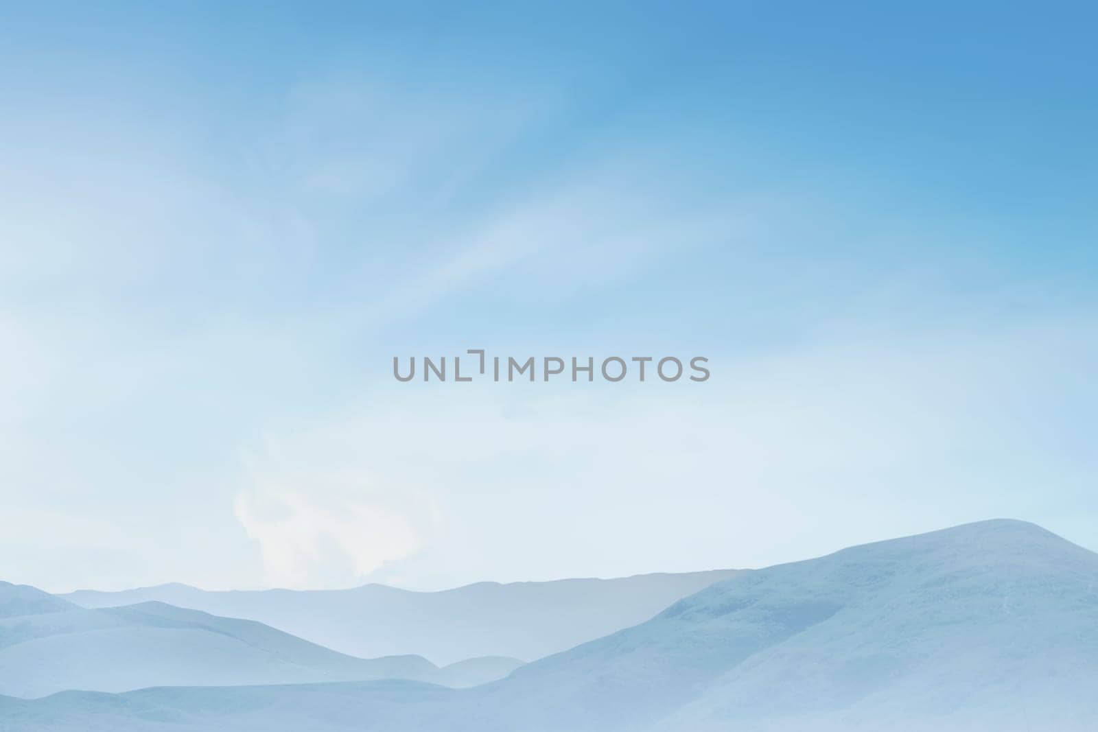 Panorama of white mountain with bright cloud at sky