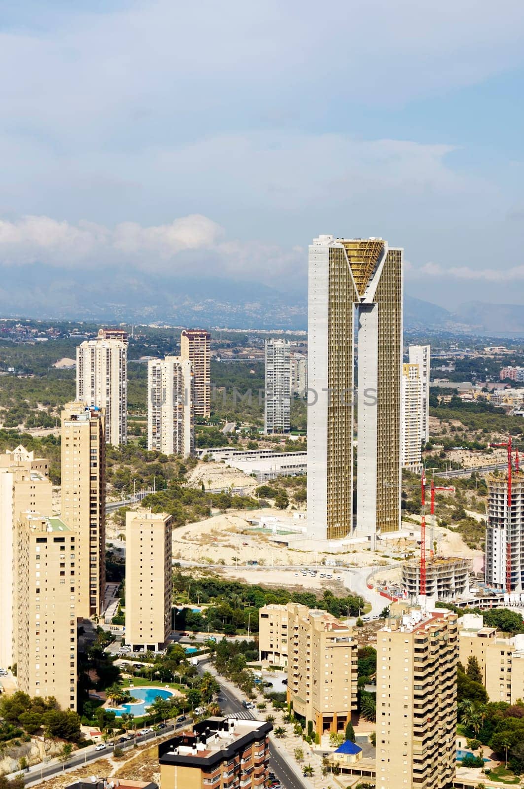 BENIDORM, SPAIN - SEPTEMBER 23, 2016: The Intempo building with it's 192 meters is the highest building in Benidorm, Spain