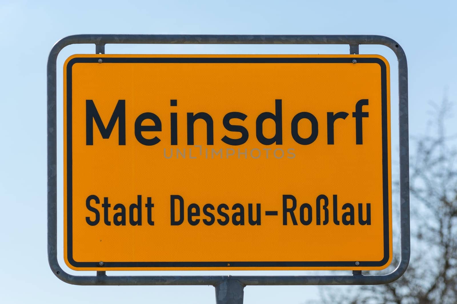 Entrance sign from the village of Meinsdorf,town of Dessau Roßlau in Germany..