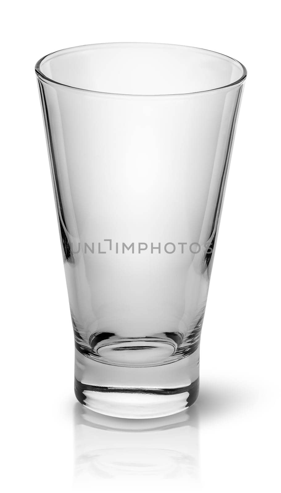 Wide glass for cocktail top view isolated on white background