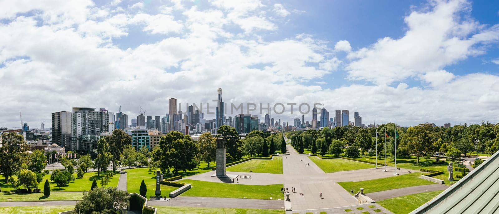 Point of View shot from the Shrine of Remembrance, Melbourne.