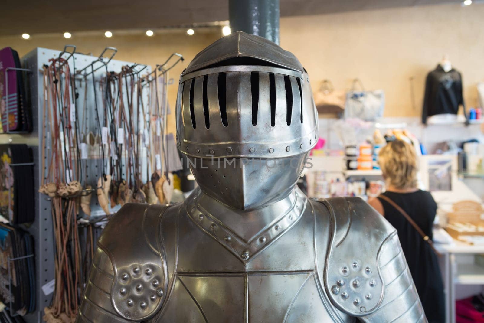 upper part of a medieval armor in a souvenir shop