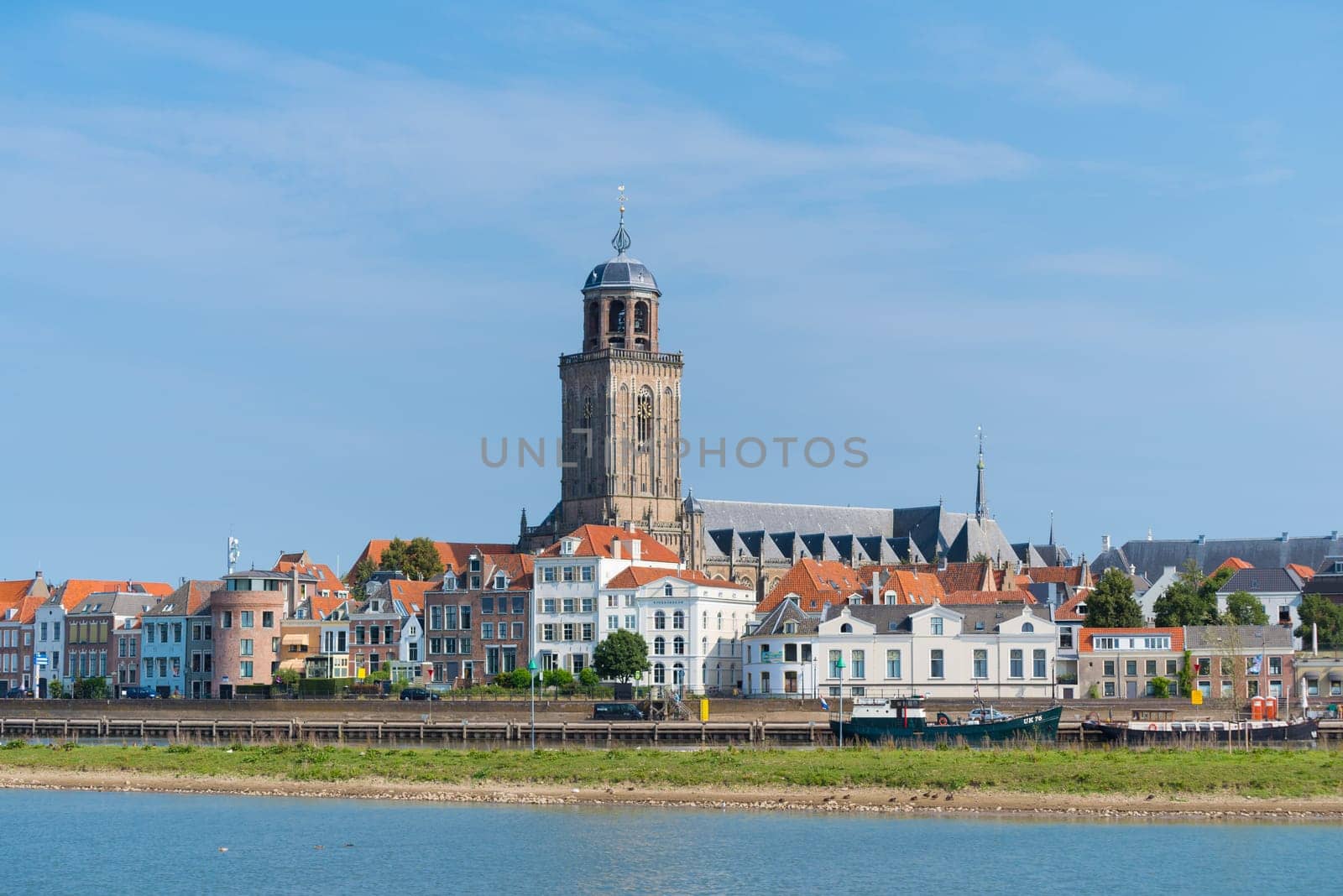 view on the medieval dutch city of Deventer with the Lebuinus church in the center