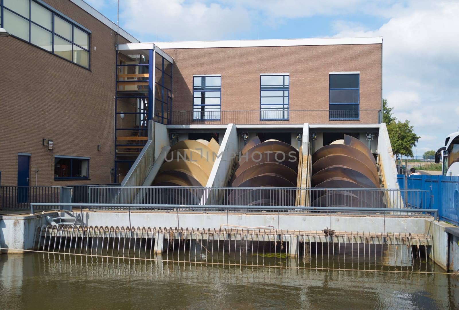 historical pumping house in the famous kinderdijk area in the netherlands