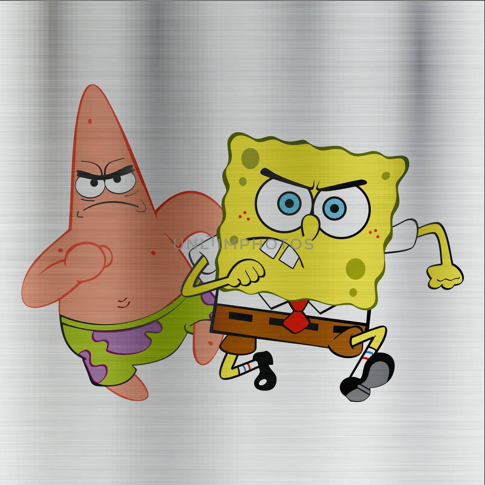 sponge bob patrick star illustration metal