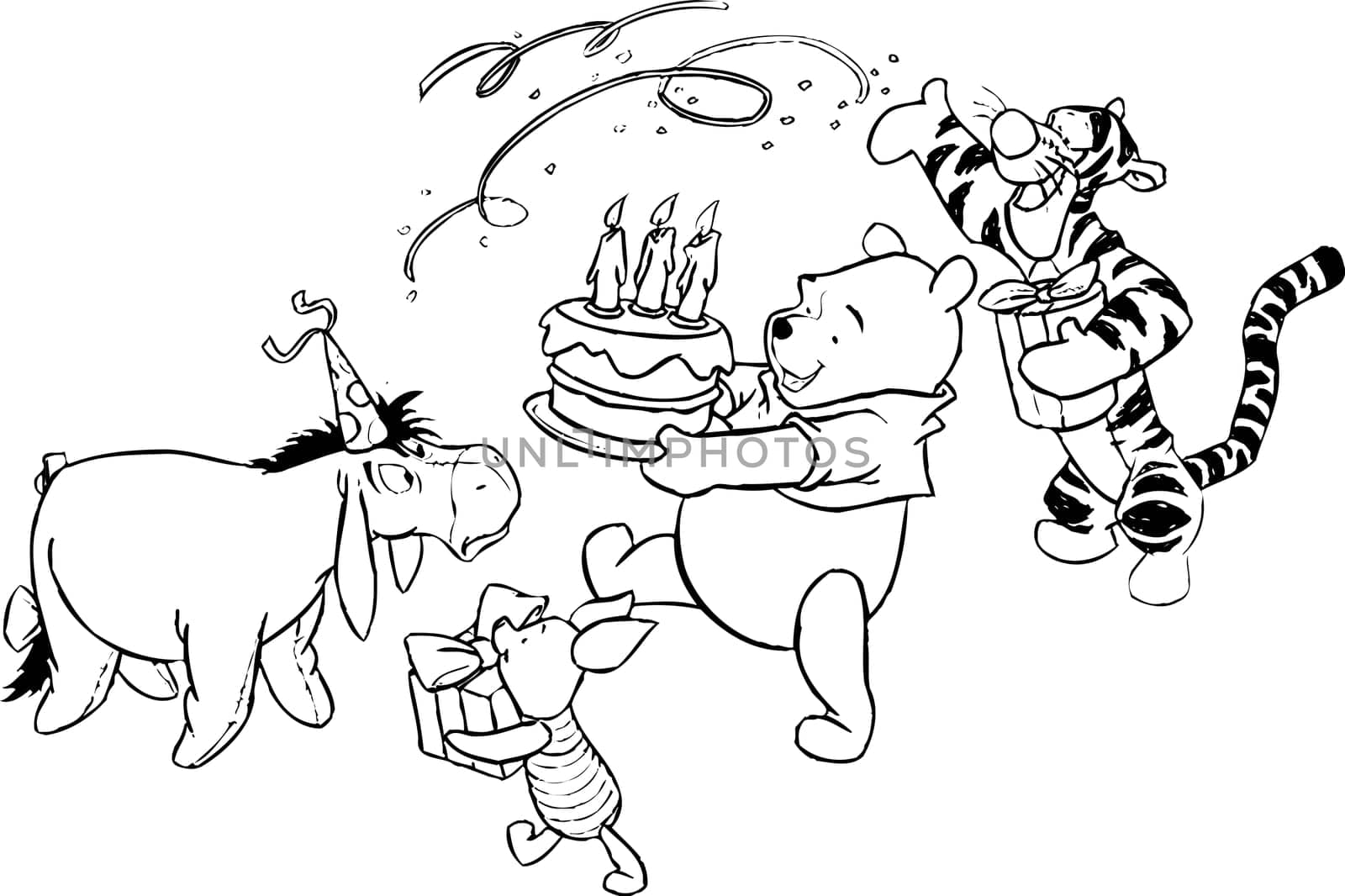 winnie the pooh illustration coloring cake