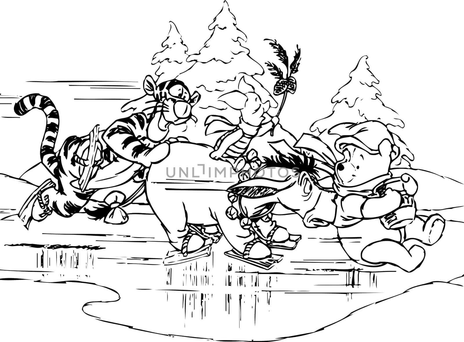 winnie the pooh illustration coloring ice