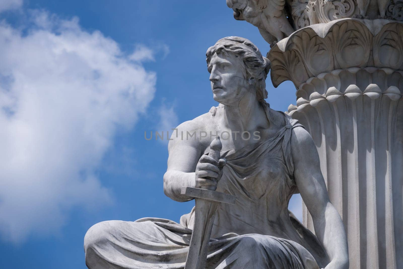 Greek architecture in Vienna,figure of classical Greek mythology at pallas Athena's fountain