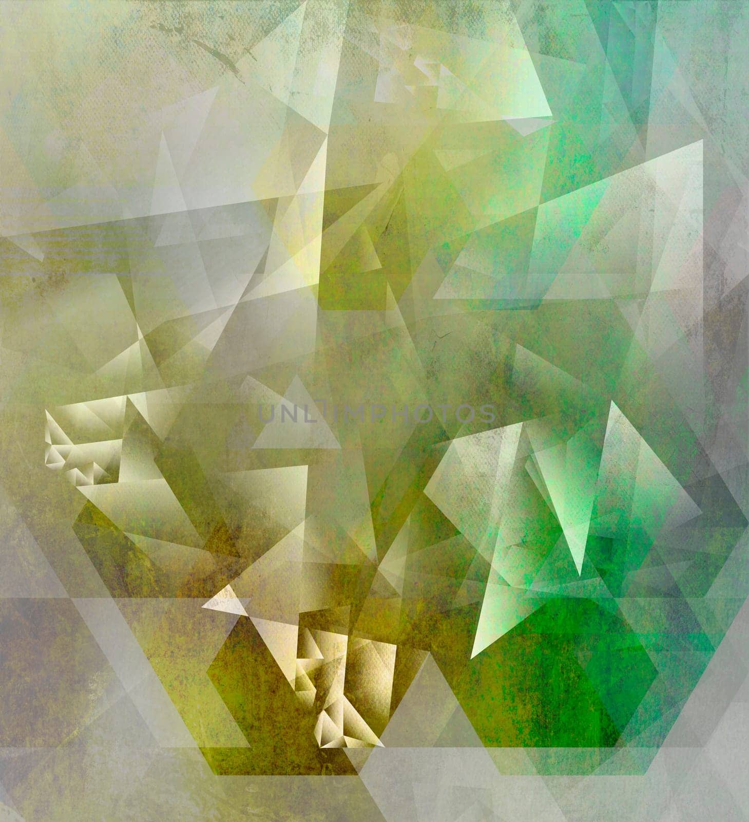 abstract polygonal texture surfaces collaged on analog painted background plane