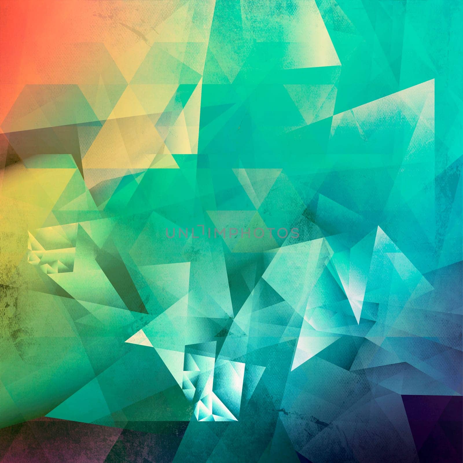 abstract polygonal texture surfaces collaged on analog painted background plane