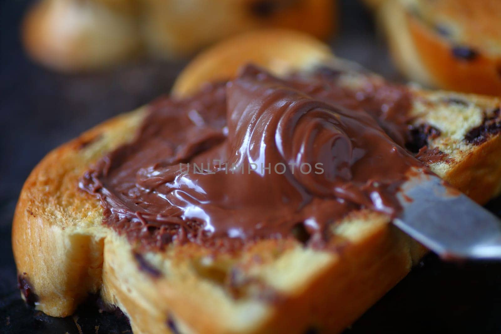Chocolate chip brioche spread with a hazelnut cocoa product
