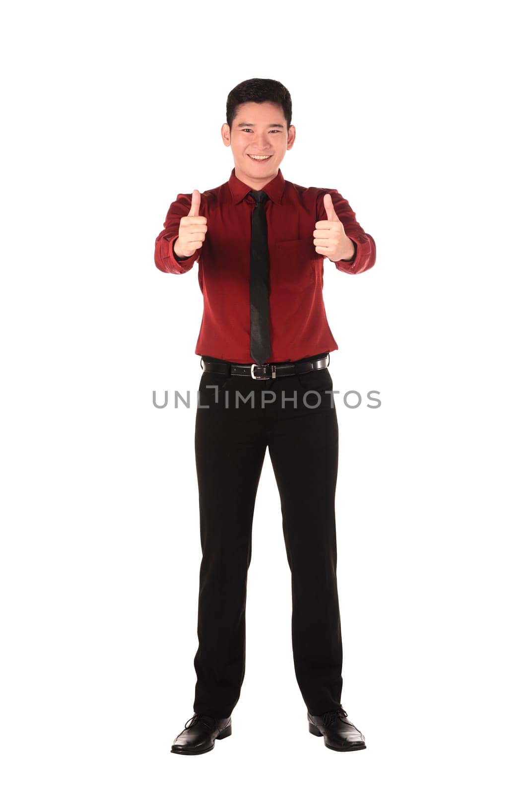 Confident asian business man isolated over white background